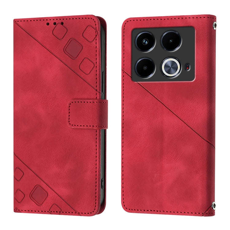 For Infinix Note 40 Skin Feel Embossed Leather Phone Case(Red)