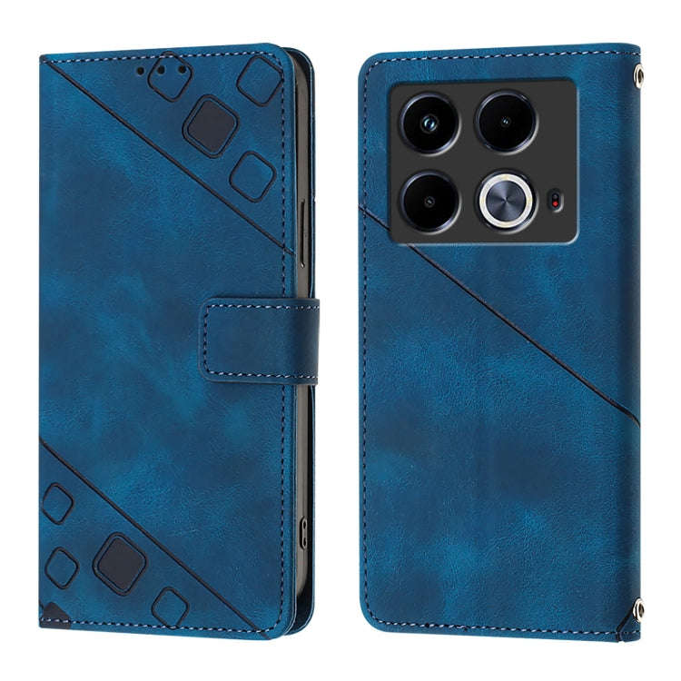For Infinix Note 40 Skin Feel Embossed Leather Phone Case(Blue)