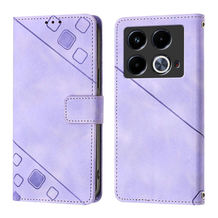 For Infinix Note 40 Skin Feel Embossed Leather Phone Case(Light Purple)