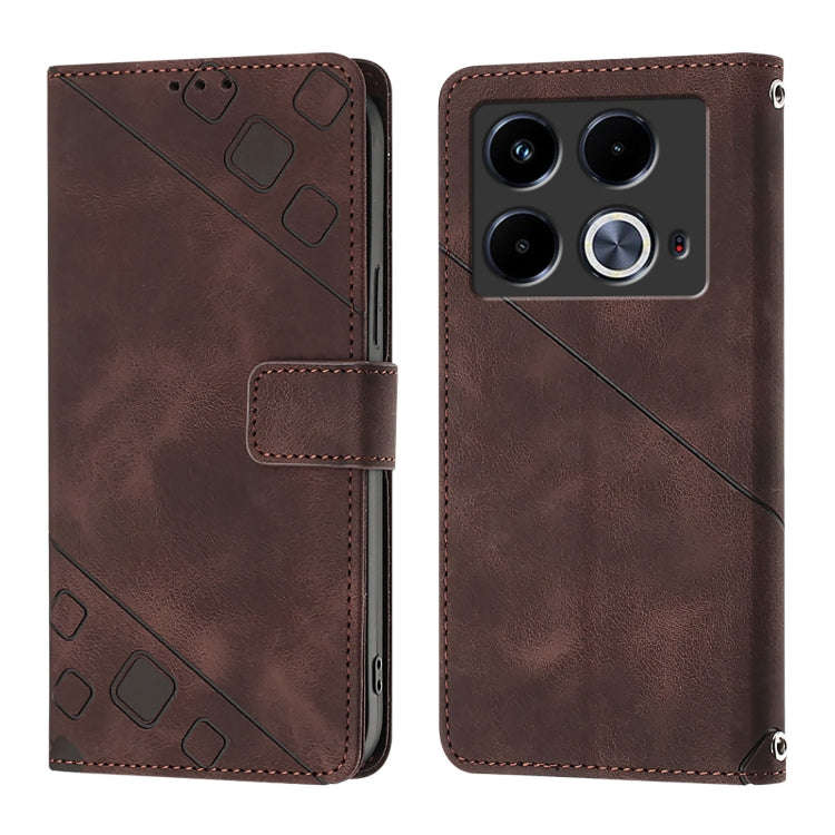 For Infinix Note 40 Skin Feel Embossed Leather Phone Case(Brown)