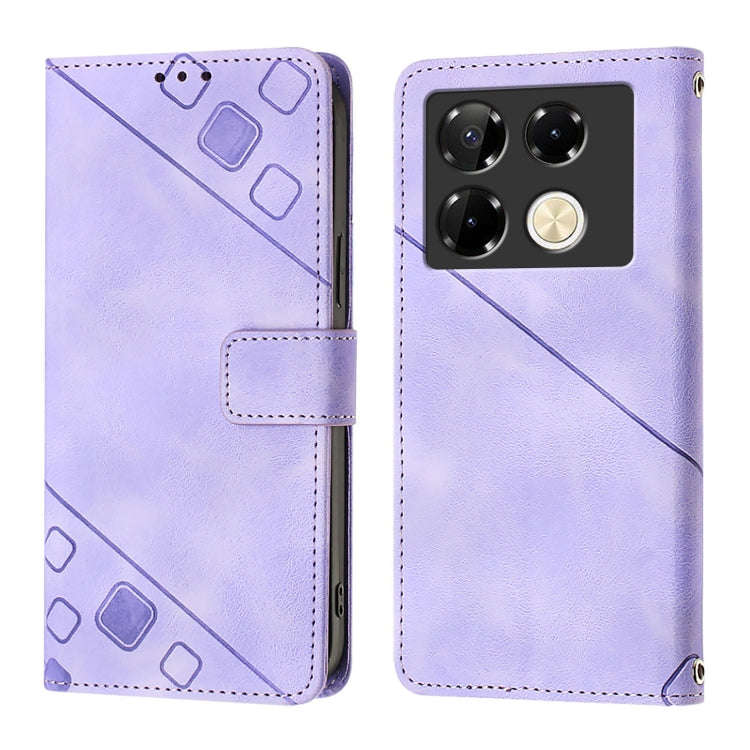 For Infinix Note 40 Pro 4G Skin Feel Embossed Leather Phone Case(Light Purple)