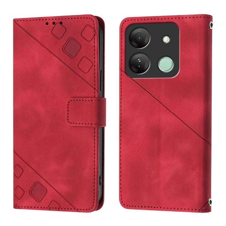 For Infinix Smart 7 India / 7 HD / 7 Plus Skin Feel Embossed Leather Phone Case(Red)