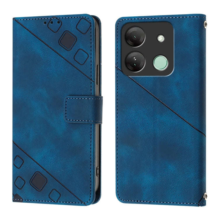 For Infinix Smart 7 India / 7 HD / 7 Plus Skin Feel Embossed Leather Phone Case(Blue)