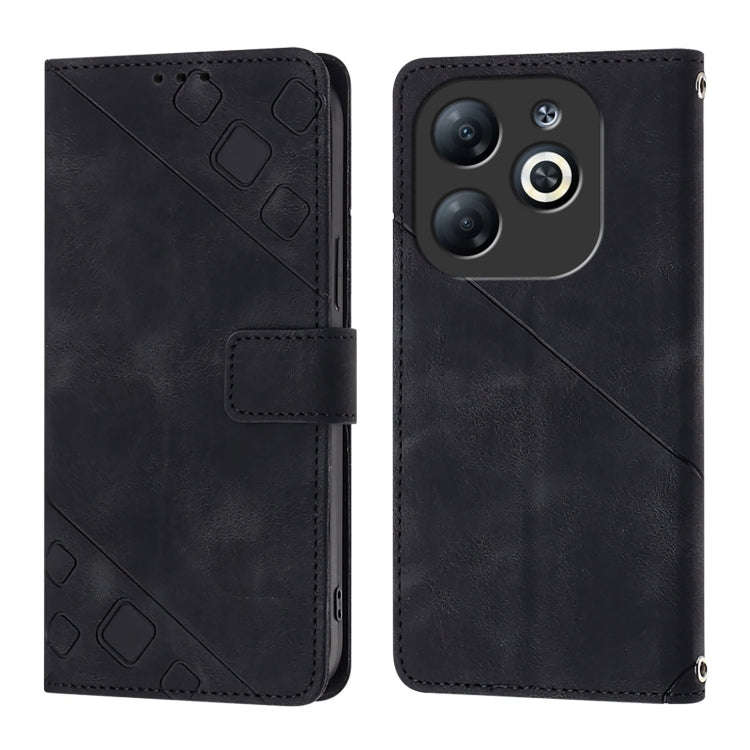 For Infinix Smart 8 Skin Feel Embossed Leather Phone Case(Black)