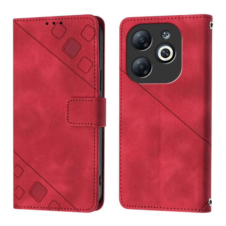 For Infinix Smart 8 Skin Feel Embossed Leather Phone Case(Red)