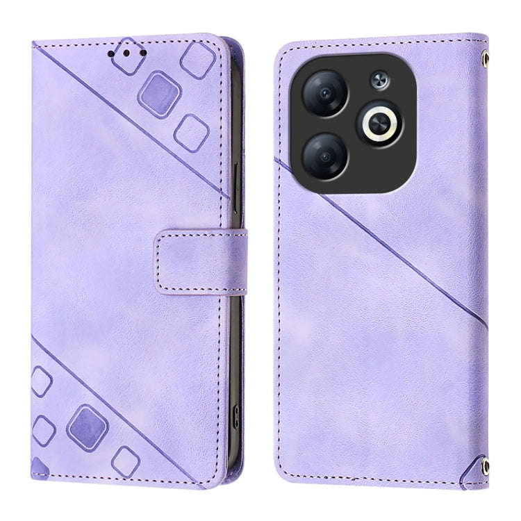 For Infinix Smart 8 Skin Feel Embossed Leather Phone Case(Light Purple)