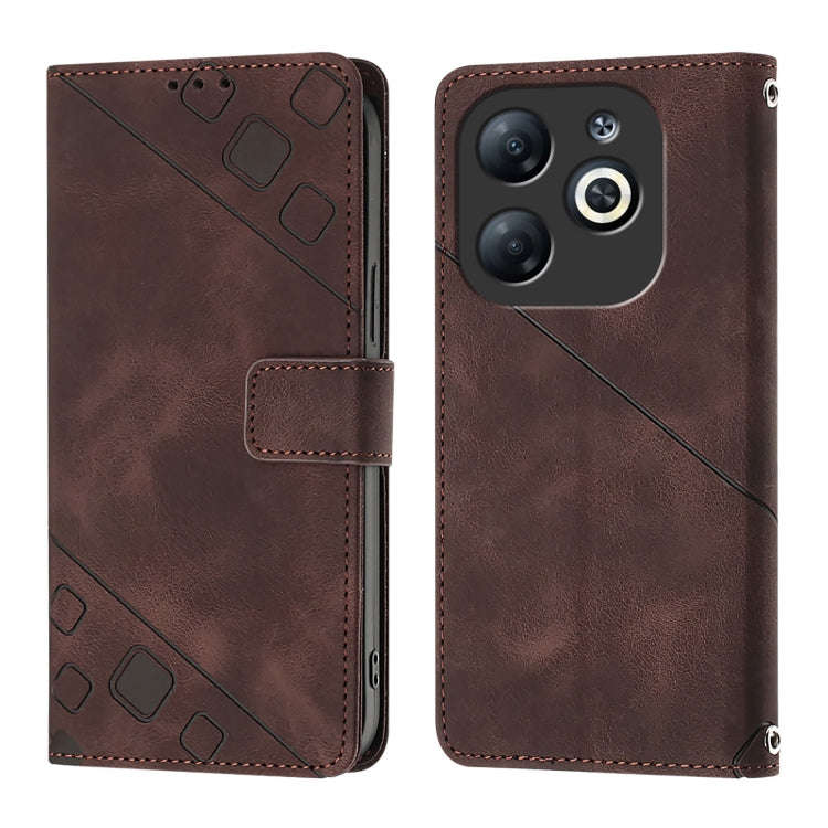 For Infinix Smart 8 Skin Feel Embossed Leather Phone Case(Brown)