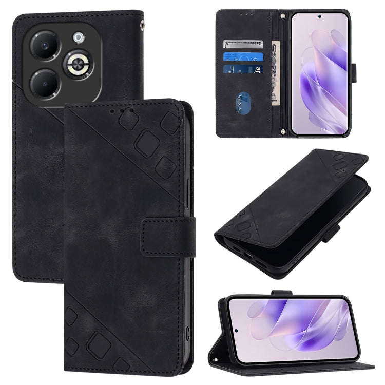 For Infinix Smart 8 Plus / Smart 8 Pro Skin Feel Embossed Leather Phone Case(Black)