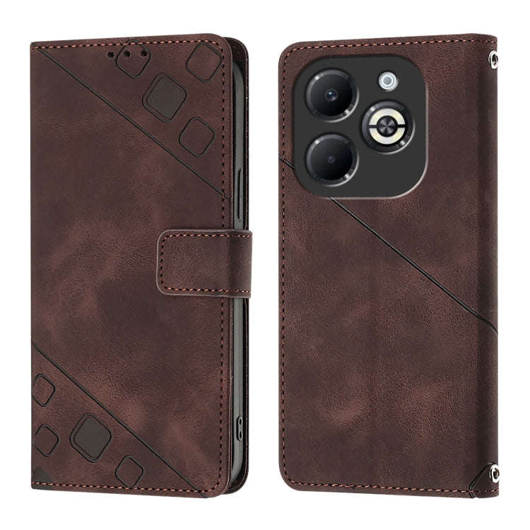 For Infinix Smart 8 Plus / Smart 8 Pro Skin Feel Embossed Leather Phone Case(Brown)