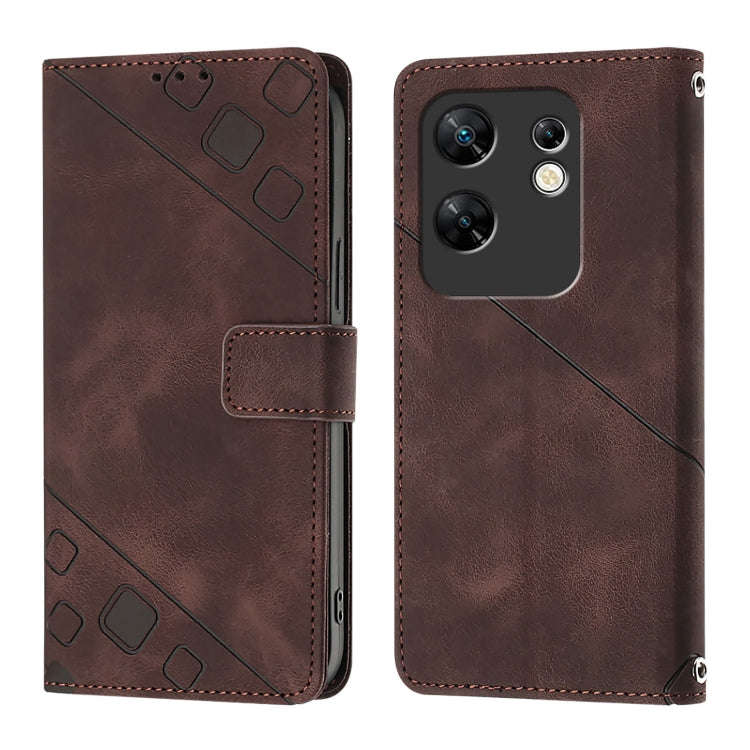 For Infinix Zero 30 4G Skin Feel Embossed Leather Phone Case(Brown)