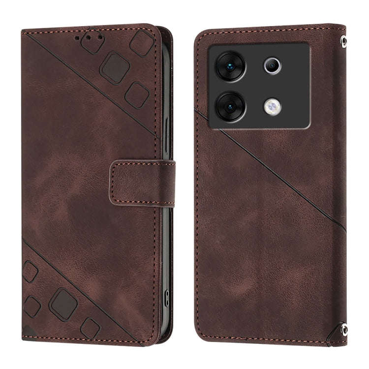 For Infinix Zero 30 5G Skin Feel Embossed Leather Phone Case(Brown)