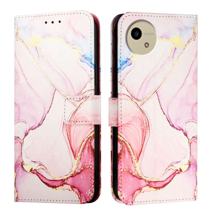 For Sharp Aquos Wish 4 SH-52E PT003 Marble Pattern Flip Leather Phone Case(Rose Gold)