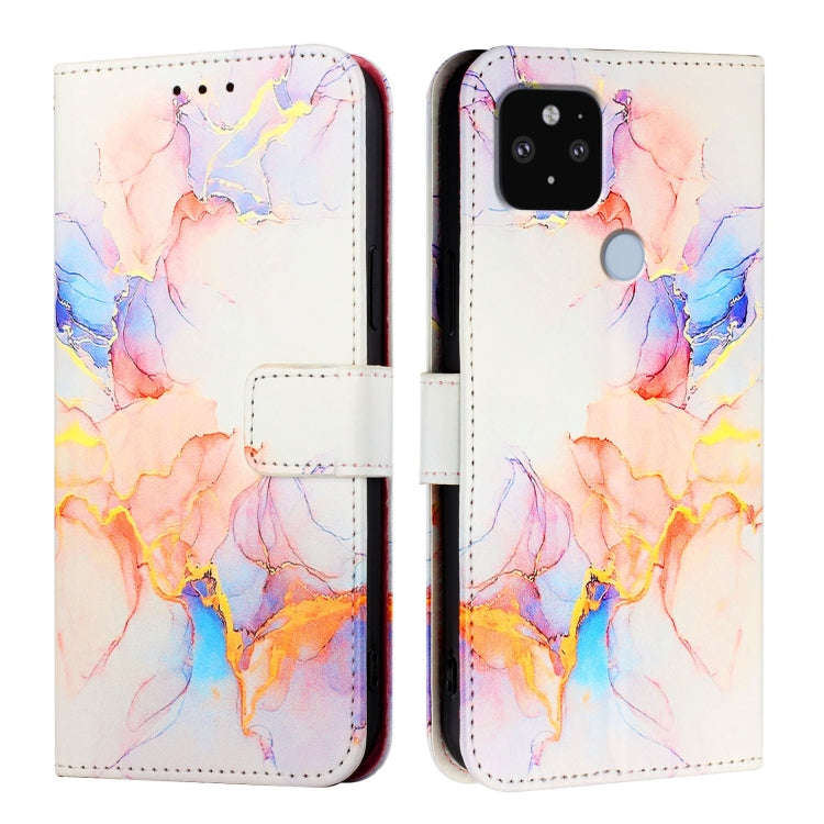 For Google Pixel 5 XL / 4a 5G PT003 Marble Pattern Flip Leather Phone Case(Galaxy Marble White)