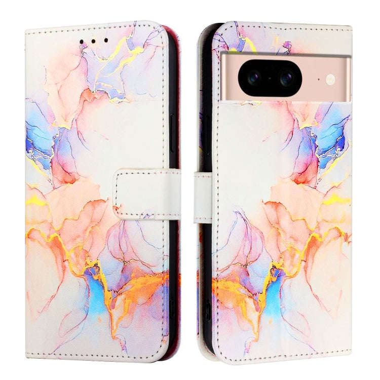 For Google Pixel 8a PT003 Marble Pattern Flip Leather Phone Case(Galaxy Marble White)