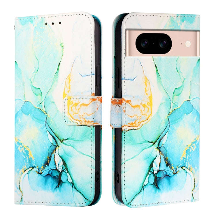 For Google Pixel 8a PT003 Marble Pattern Flip Leather Phone Case(Green)