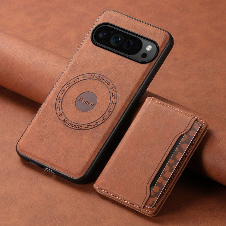 For Google Pixel 9 Pro Denior D13 Retro Texture Leather MagSafe Card Bag Phone Case(Brown)
