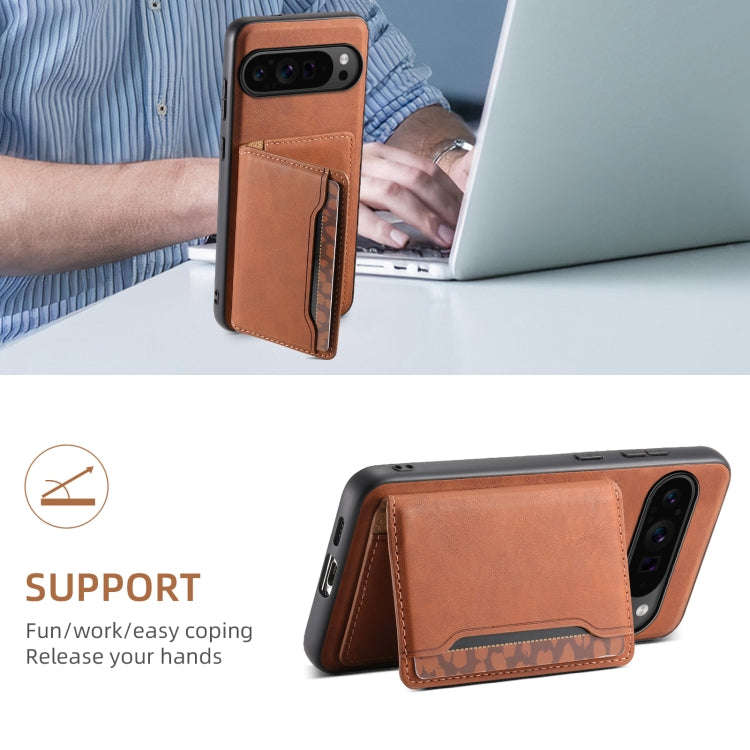 For Google Pixel 9 Pro Denior D13 Retro Texture Leather MagSafe Card Bag Phone Case(Brown)