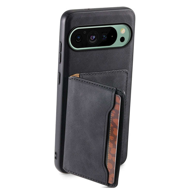 For Google Pixel 9 Denior D13 Retro Texture Leather MagSafe Card Bag Phone Case(Black)