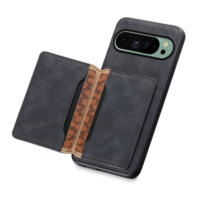 For Google Pixel 9 Denior D13 Retro Texture Leather MagSafe Card Bag Phone Case(Black)