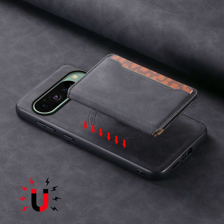 For Google Pixel 9 Denior D13 Retro Texture Leather MagSafe Card Bag Phone Case(Black)
