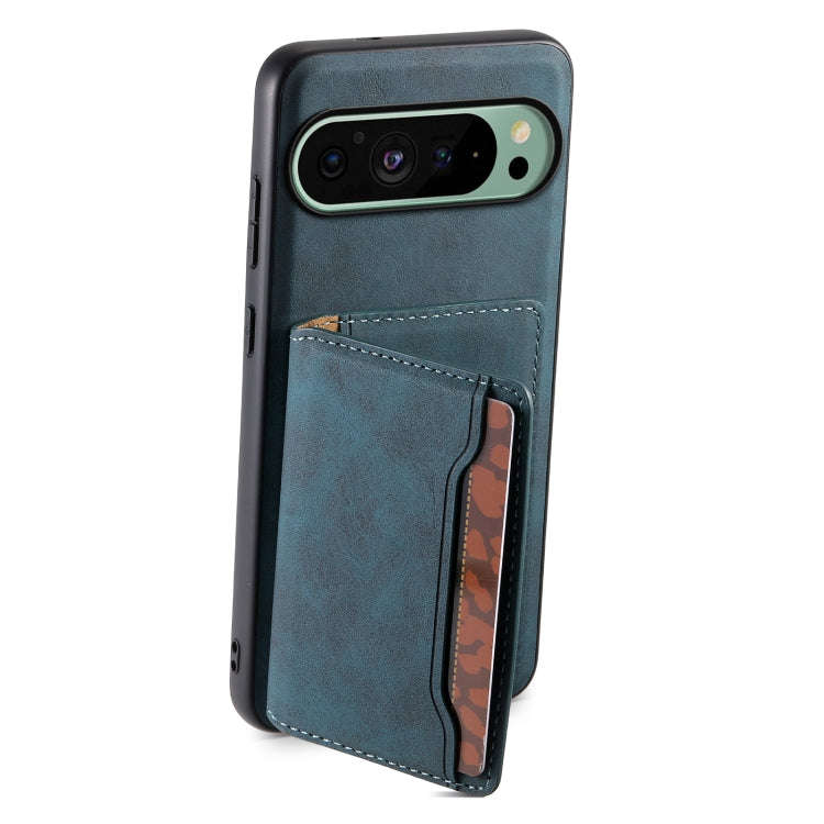 For Google Pixel 9 Denior D13 Retro Texture Leather MagSafe Card Bag Phone Case(Blue)
