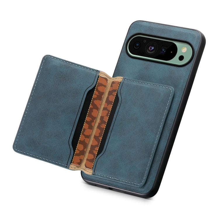 For Google Pixel 9 Denior D13 Retro Texture Leather MagSafe Card Bag Phone Case(Blue)