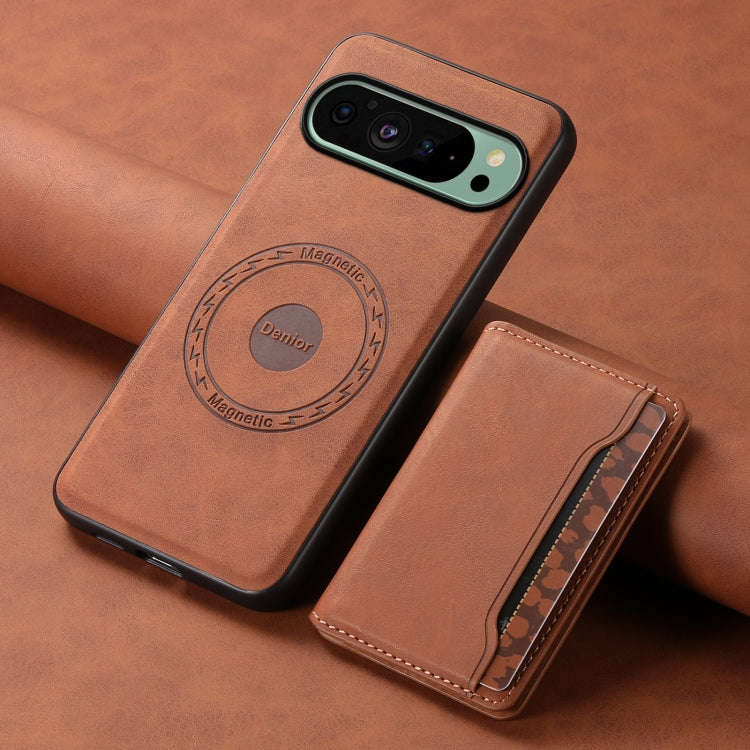 For Google Pixel 9 Denior D13 Retro Texture Leather MagSafe Card Bag Phone Case(Brown)