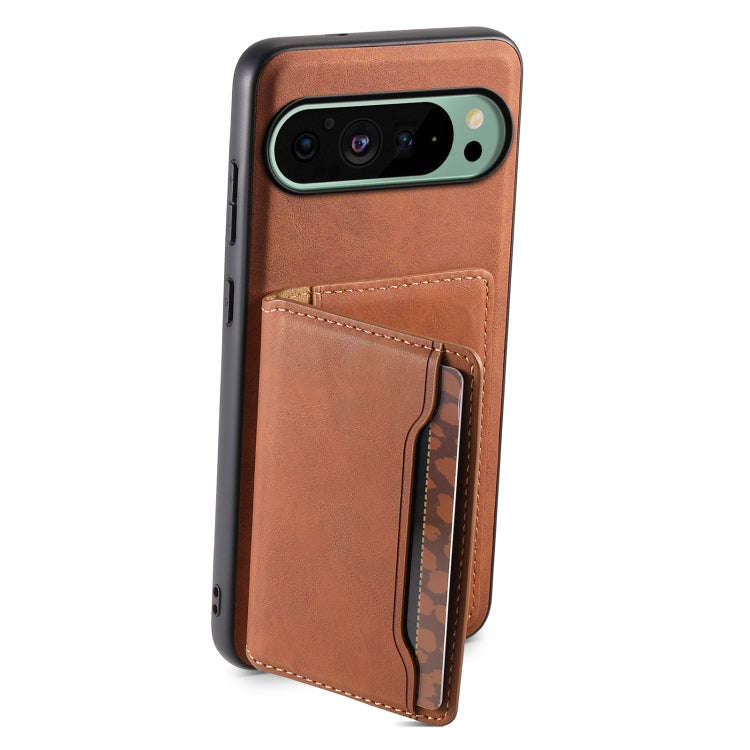 For Google Pixel 9 Denior D13 Retro Texture Leather MagSafe Card Bag Phone Case(Brown)