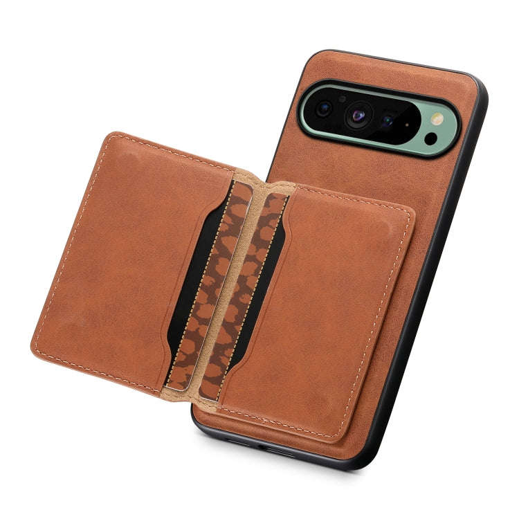 For Google Pixel 9 Denior D13 Retro Texture Leather MagSafe Card Bag Phone Case(Brown)