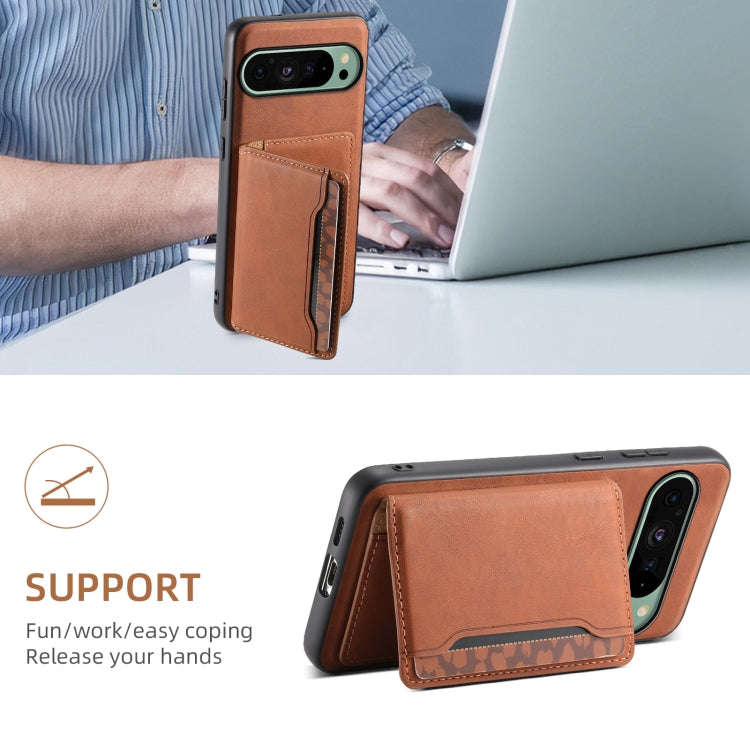 For Google Pixel 9 Denior D13 Retro Texture Leather MagSafe Card Bag Phone Case(Brown)