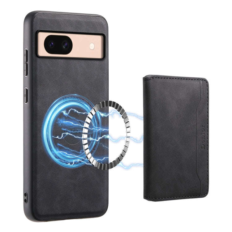 For Google Pixel 8a Denior D13 Retro Texture Leather MagSafe Card Bag Phone Case(Black)