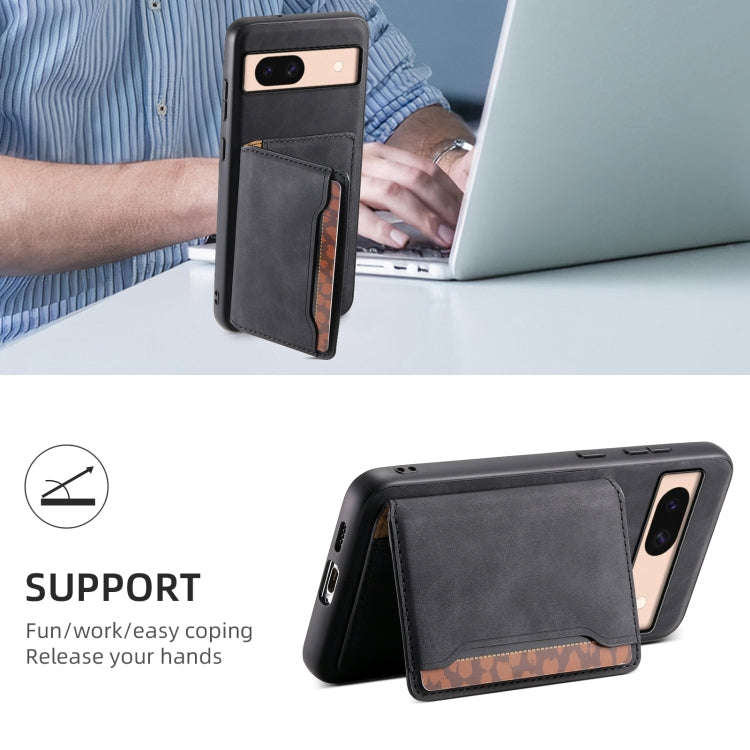 For Google Pixel 8a Denior D13 Retro Texture Leather MagSafe Card Bag Phone Case(Black)
