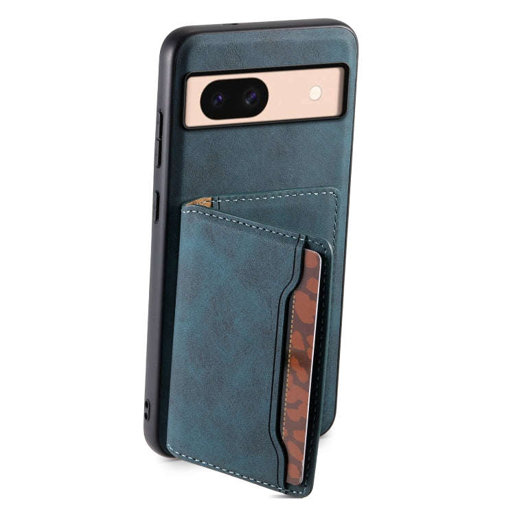 For Google Pixel 8a Denior D13 Retro Texture Leather MagSafe Card Bag Phone Case(Blue)