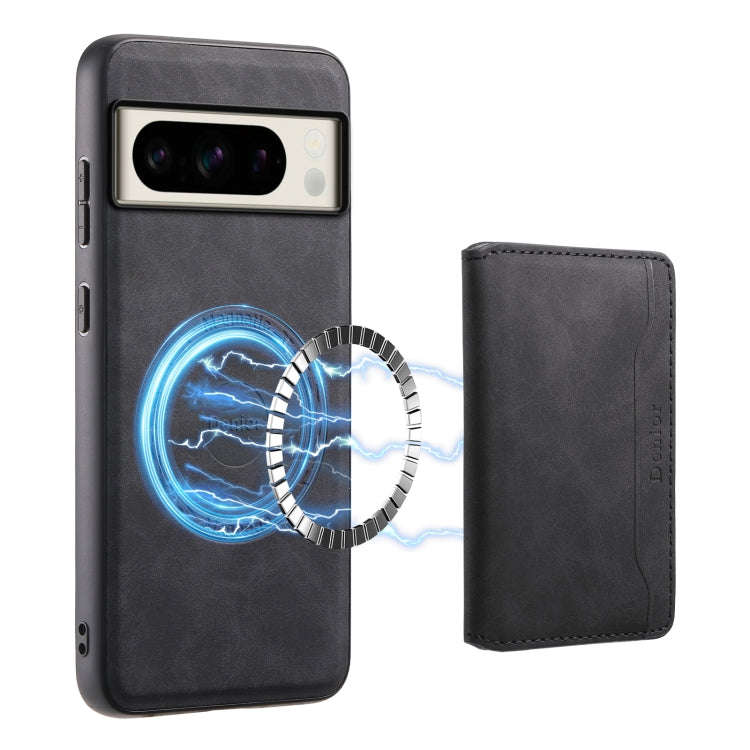 For Google Pixel 8 Pro Denior D13 Retro Texture Leather MagSafe Card Bag Phone Case(Black)