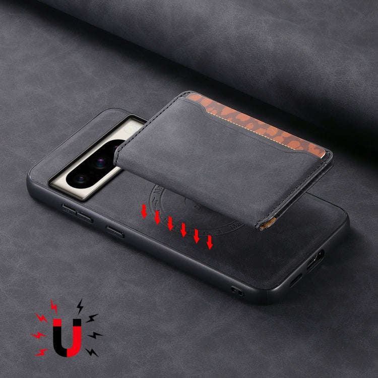 For Google Pixel 8 Pro Denior D13 Retro Texture Leather MagSafe Card Bag Phone Case(Black)