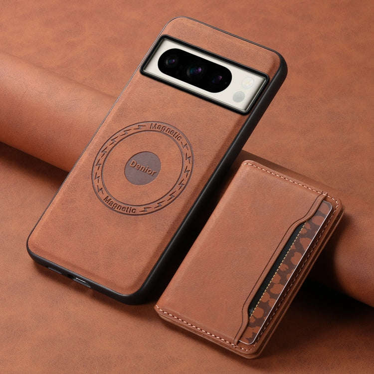 For Google Pixel 8 Pro Denior D13 Retro Texture Leather MagSafe Card Bag Phone Case(Brown)