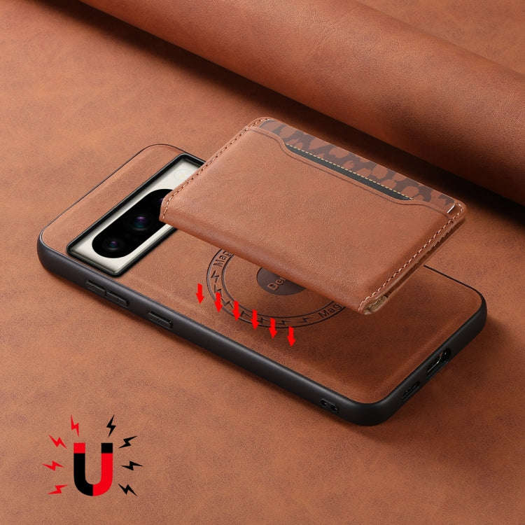 For Google Pixel 8 Pro Denior D13 Retro Texture Leather MagSafe Card Bag Phone Case(Brown)