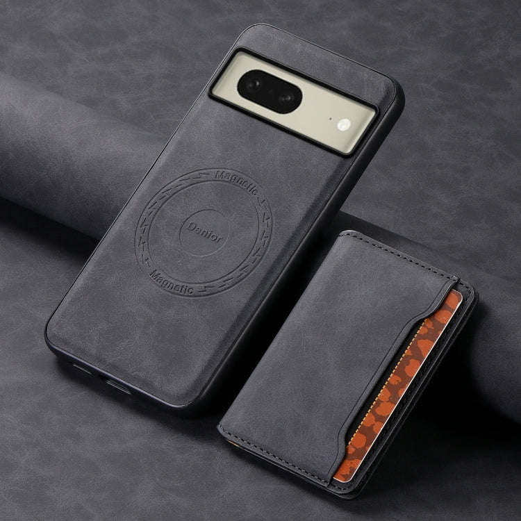 For Google Pixel 8 Denior D13 Retro Texture Leather MagSafe Card Bag Phone Case(Black)
