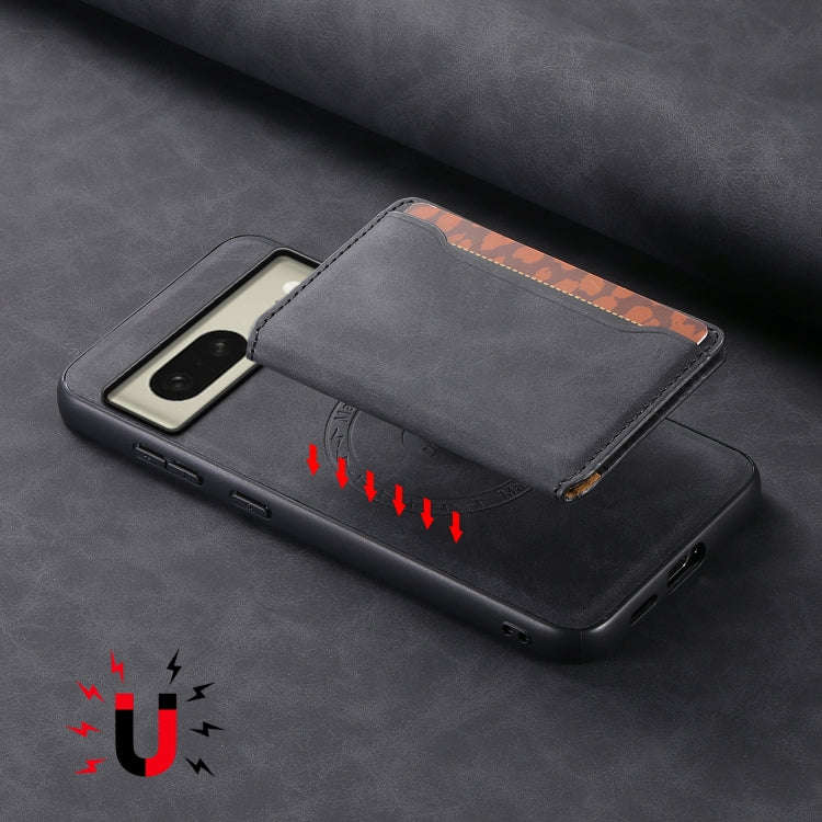 For Google Pixel 8 Denior D13 Retro Texture Leather MagSafe Card Bag Phone Case(Black)