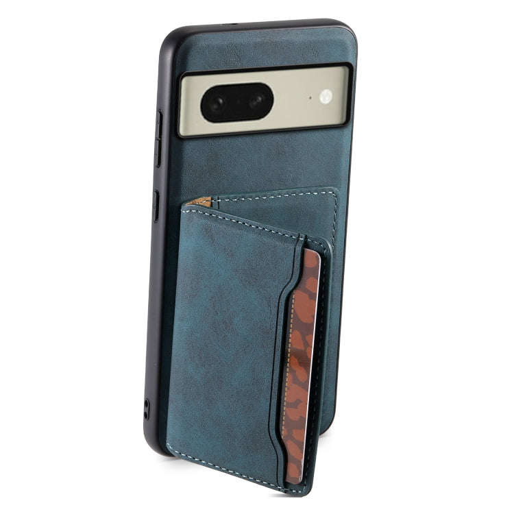 For Google Pixel 8 Denior D13 Retro Texture Leather MagSafe Card Bag Phone Case(Blue)