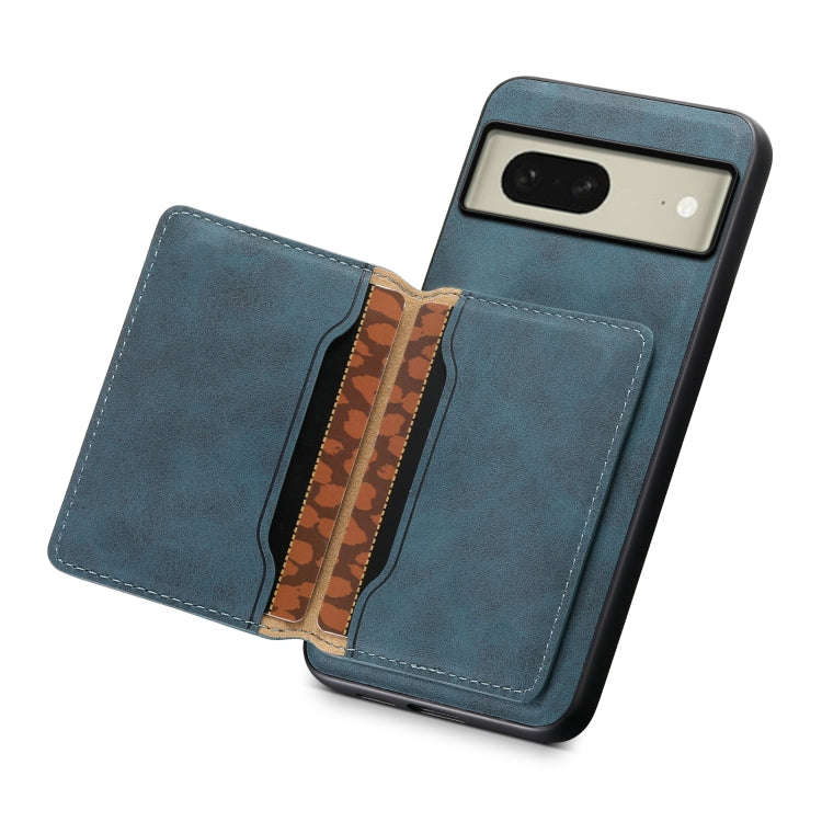 For Google Pixel 8 Denior D13 Retro Texture Leather MagSafe Card Bag Phone Case(Blue)