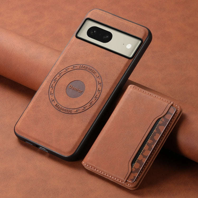 For Google Pixel 8 Denior D13 Retro Texture Leather MagSafe Card Bag Phone Case(Brown)