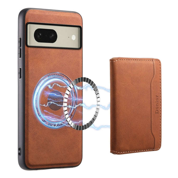 For Google Pixel 8 Denior D13 Retro Texture Leather MagSafe Card Bag Phone Case(Brown)