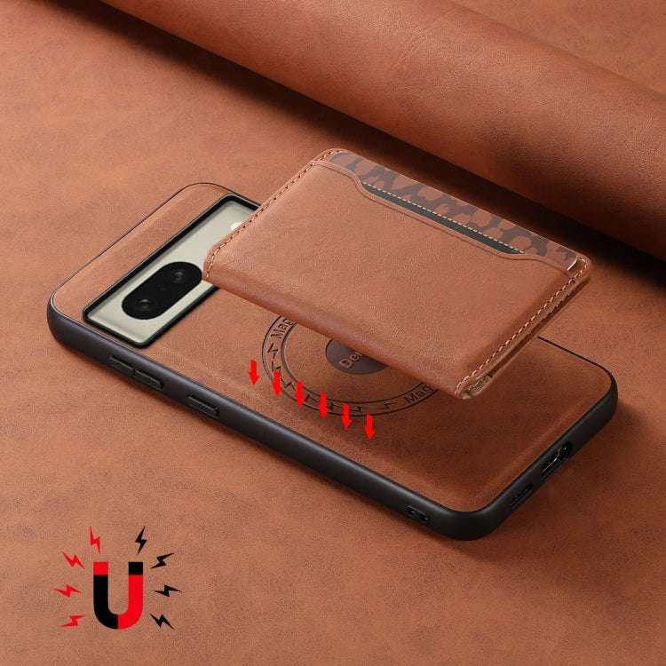 For Google Pixel 8 Denior D13 Retro Texture Leather MagSafe Card Bag Phone Case(Brown)