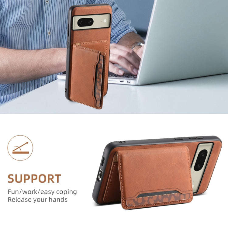 For Google Pixel 8 Denior D13 Retro Texture Leather MagSafe Card Bag Phone Case(Brown)