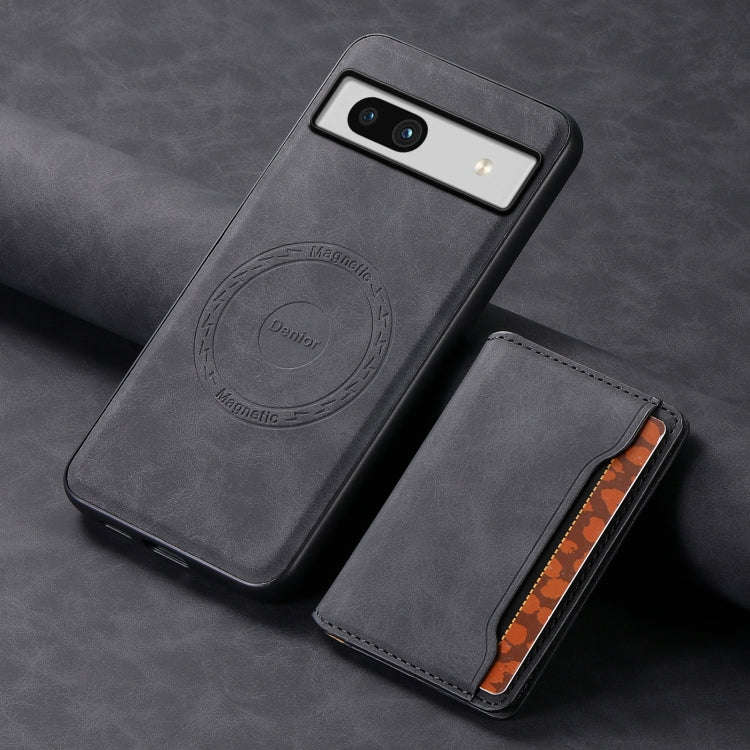 For Google Pixel 7a Denior D13 Retro Texture Leather MagSafe Card Bag Phone Case(Black)