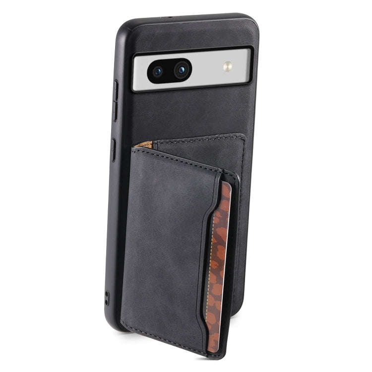 For Google Pixel 7a Denior D13 Retro Texture Leather MagSafe Card Bag Phone Case(Black)