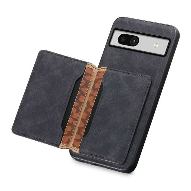 For Google Pixel 7a Denior D13 Retro Texture Leather MagSafe Card Bag Phone Case(Black)
