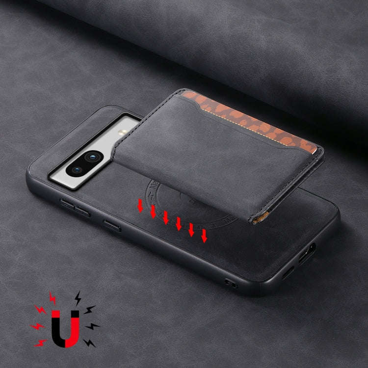 For Google Pixel 7a Denior D13 Retro Texture Leather MagSafe Card Bag Phone Case(Black)