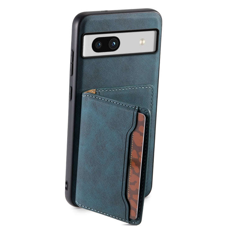 For Google Pixel 7a Denior D13 Retro Texture Leather MagSafe Card Bag Phone Case(Blue)